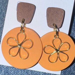 Orange Flower Drop Earrings